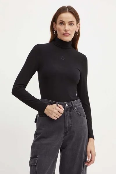 Лонгслив из смесовой шерсти Pinko, черный
