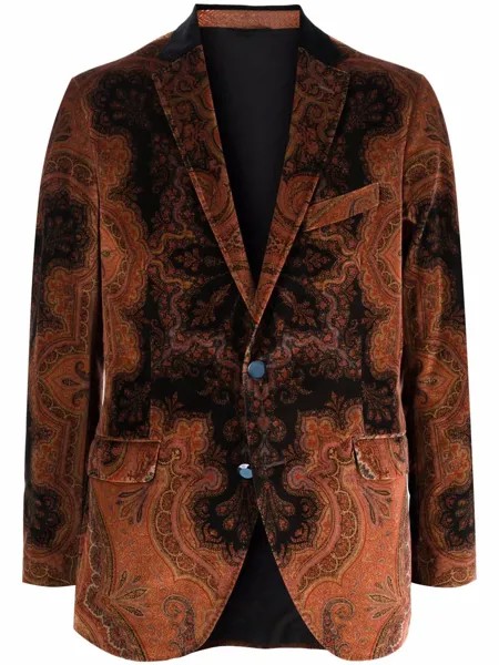 ETRO бархатный пиджак с принтом пейсли