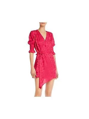 ART DEALER Женское розовое короткое платье с запахом и рукавами до локтя S