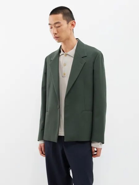 Однобортный пиджак из шерсти Lardini, зеленый