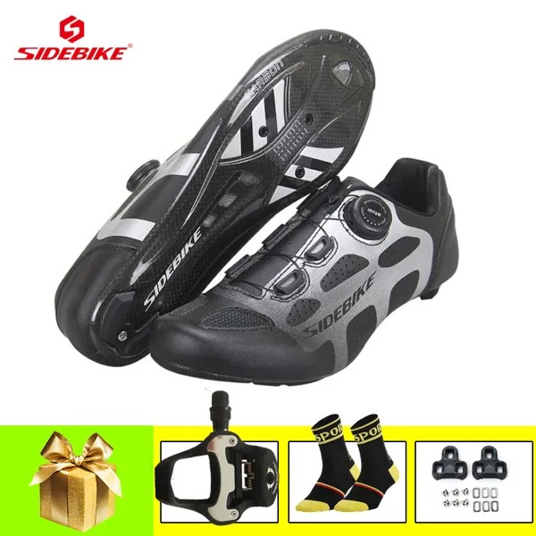 Ботинки для велоспорта SIDEBIKE, дышащие мужские сникерсы из углеродного волокна, дорожные велосипеды, дополнительная рабочая обувь, профессиональные гоночные кроссовки