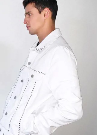 Белая джинсовая куртка классического кроя с кнопками ASOS DESIGN-Белый