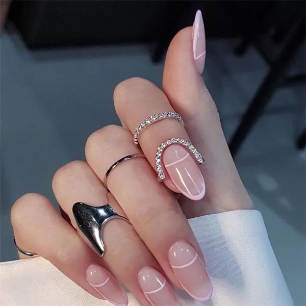 Мода Crystal Lady Metal Line Полый палец Кольцо Ювелирные изделия Кончик пальца Защитная крышка Кольцо для ногтей