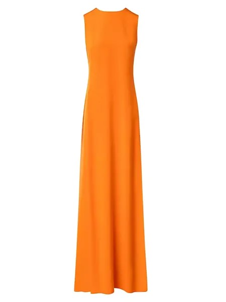 Платье из шелкового крепа без рукавов Akris, цвет pumpkin