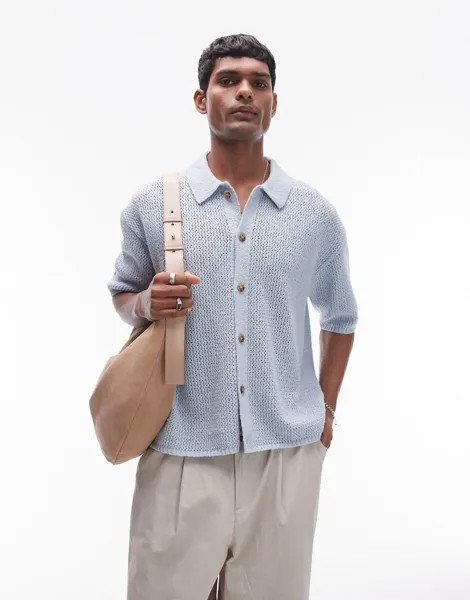 Синяя рубашка с пуговицами Topman