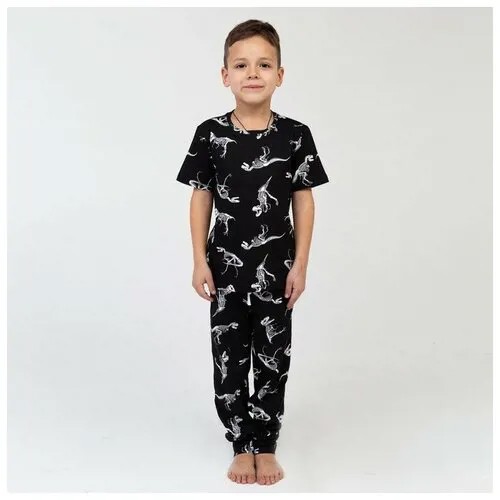 Пижама Без бренда для мальчиков, футболка, брюки, размер 28, черный