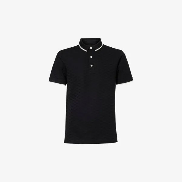 Рубашка-поло из хлопка с вышитым логотипом Emporio Armani, цвет nero