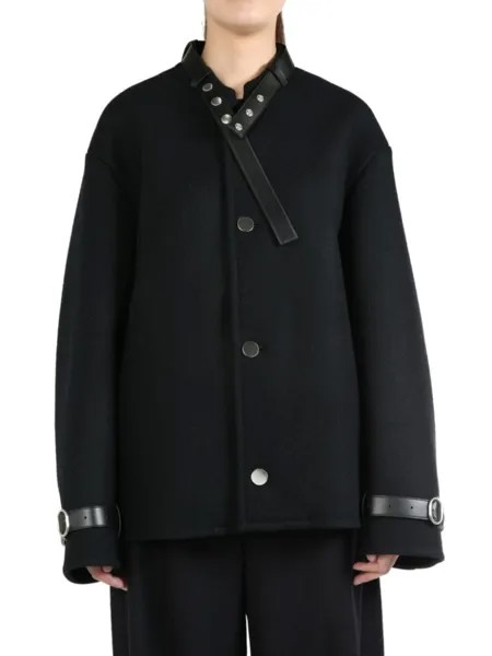 Jil Sander шерстяной пиджак с поясом, черный