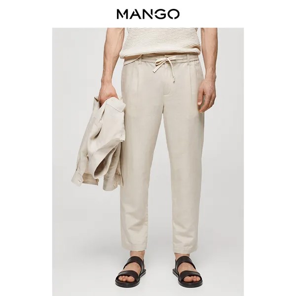 Мужские брюки Mango из смесовой ткани, темно-синий
