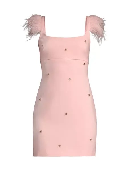 Мини-платье Cameron с перьями и кристаллами Likely, цвет rose shadow