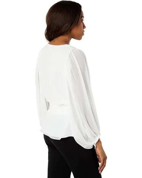 Блуза Vince Camuto Long Sleeve V-Neck Peplum Chiffon Blouse, цвет New Ivory