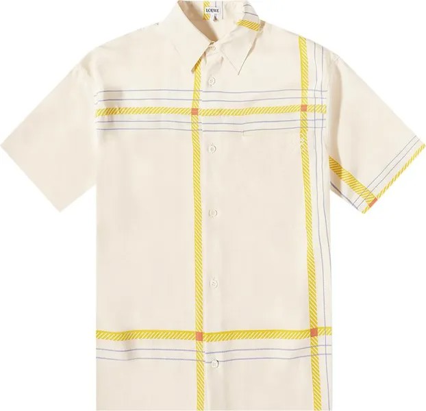 Рубашка Loewe Short-Sleeve Check Shirt 'Beige/Yellow', загар