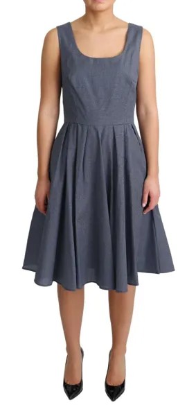 DOLCE - GABBANA Платье синее, хлопок, трапеция в горошек, стрейч IT42 / US8 / M Рекомендуемая розничная цена 1400 долларов США