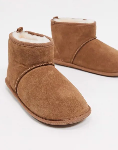 Замшевые слиперы каштанового цвета Sheepskin by Totes-Коричневый цвет