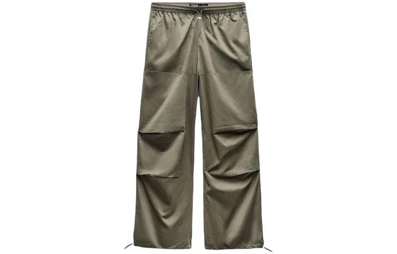 Повседневные брюки женские цвета глубокий хаки Zara
