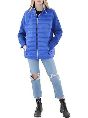 CALVIN KLEIN Женская синяя вязаная куртка-пуховик на молнии с рукавами XL