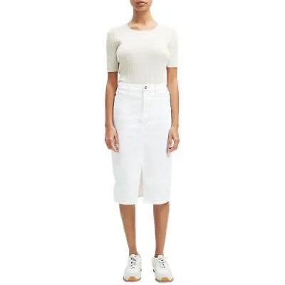 Jen7 Женская белая джинсовая юбка-карандаш до колена с разрезом спереди 0 BHFO 5163