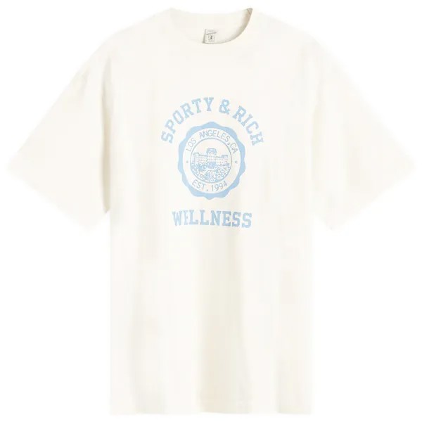 Футболка Sporty & Rich Emblem T-Shirt, цвет Coconut & Sky Blue