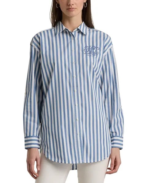 Рубашка LAUREN Ralph Lauren Oversize Striped Cotton Broadcloth, цвет Pale Azure/White