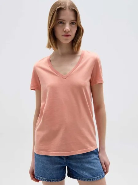 Футболка из хлопкового тона со скольжением av Ovs, цвет coral pink