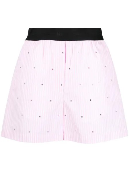 MSGM шорты со стразами, розовый