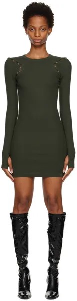 Мини-платье цвета хаки с крючками и ушками Dion Lee