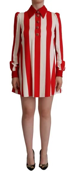 DOLCE - GABBANA Платье Бело-красное эластичное мини-платье-рубашка IT40 / US6 / S $2200
