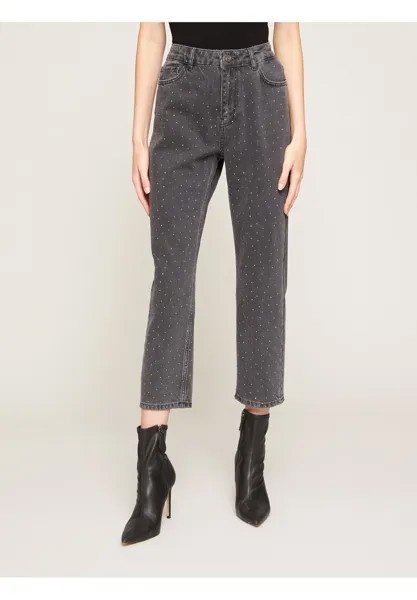 Джинсы-сигареты Regular With Rhinestones Motivi, цвет grigio