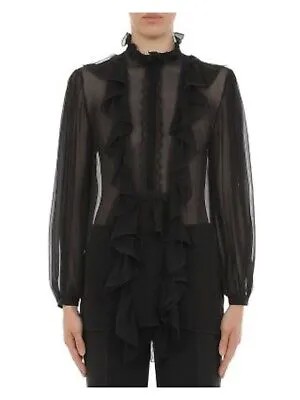 ALBERTA FERRETTI Женская черная блузка с короткими рукавами и пуговицами спереди 2