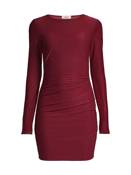 Мини-платье из прозрачного джерси с длинными рукавами Jason Wu, цвет burgundy