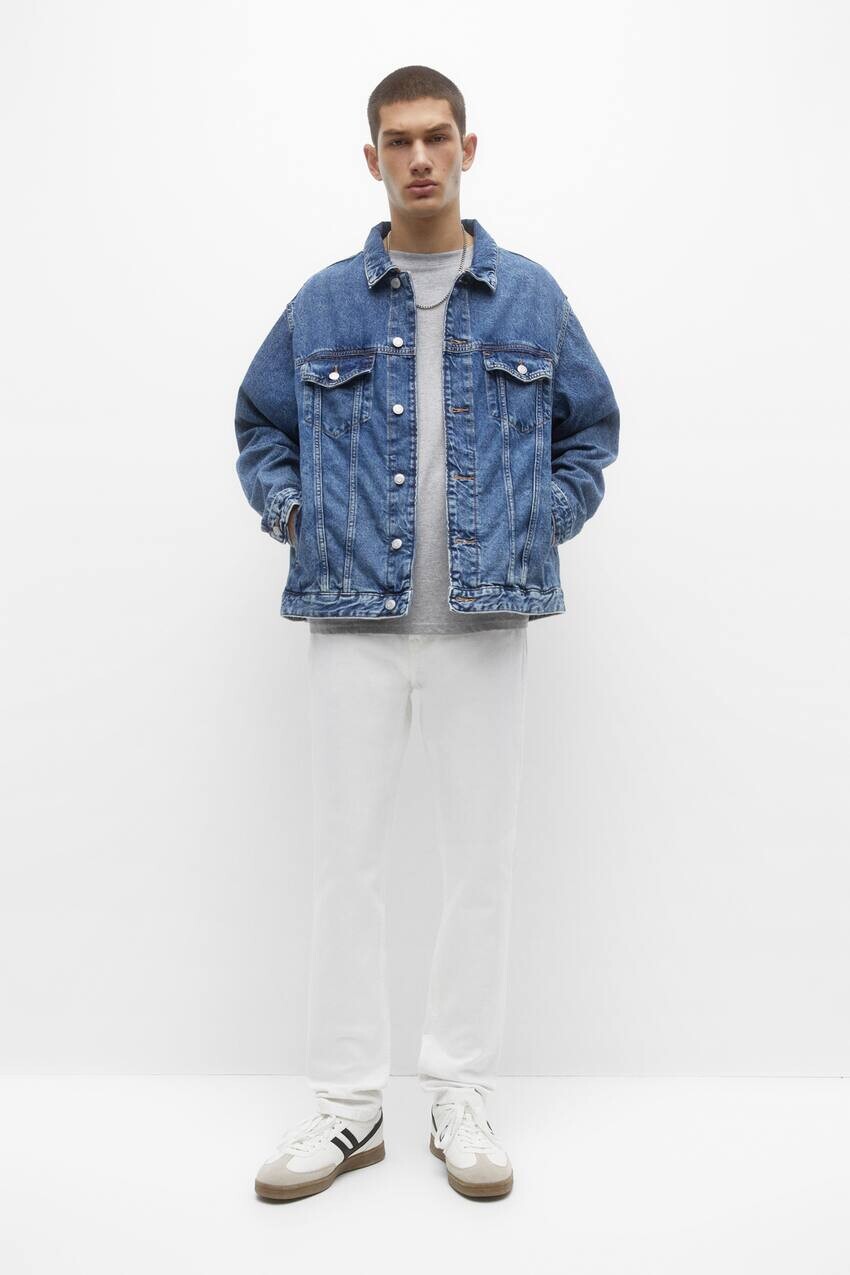 Базовые джинсы прямого кроя Pull&Bear, белый