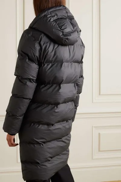 RAINS Утепленное стеганое пальто с капюшоном, черный