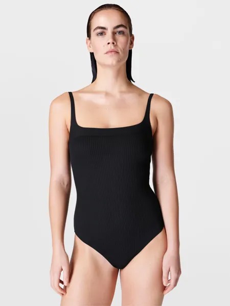 Sweaty Betty Capri Купальник с жатым квадратным вырезом, черный