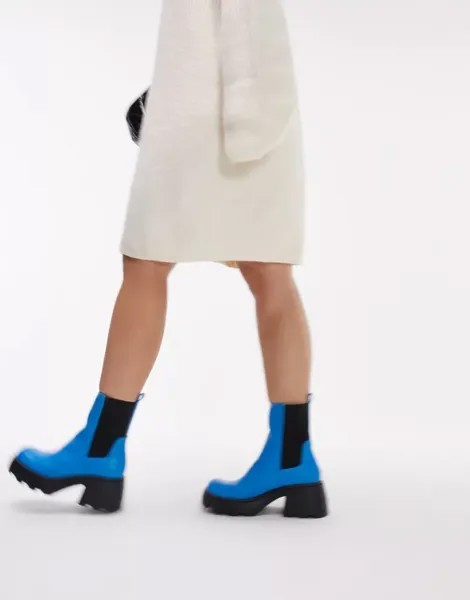 Синие массивные ботинки челси широкого кроя Topshop Margot