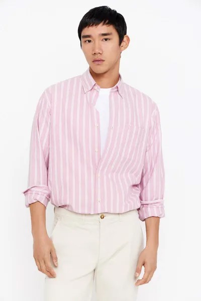 Полосатая оксфордская рубашка Cortefiel, розовый