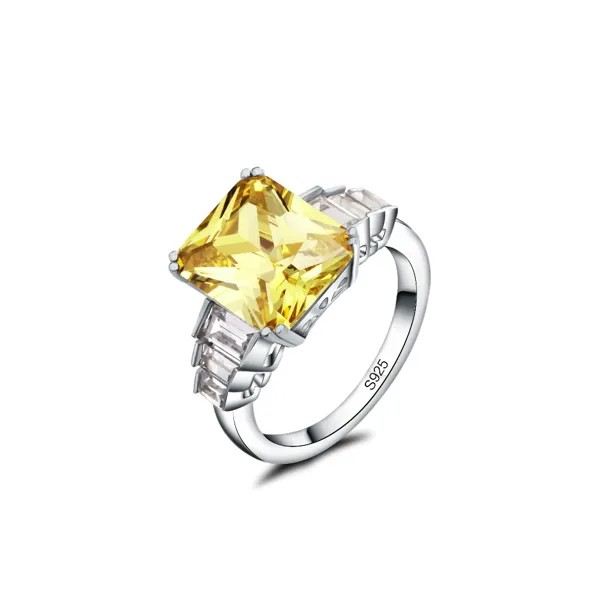 Однотонные серебряные кольца с желтым закрепкой для женщин, циркониевые Свадебные ювелирные изделия ручной работы с цветным цирконием, Изя...