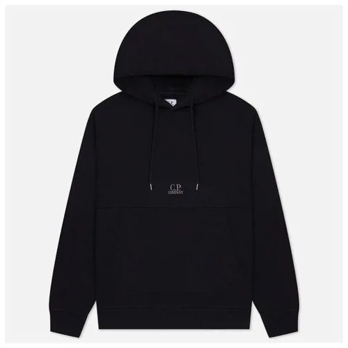 Мужская толстовка C.P. Company Cotton Fleece Logo Hoodie Garment Dyed чёрный, Размер M