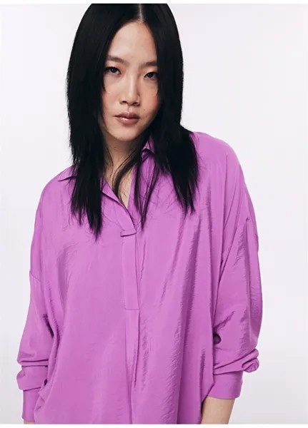 Фиолетовая женская блузка с рубашечным воротником Twist