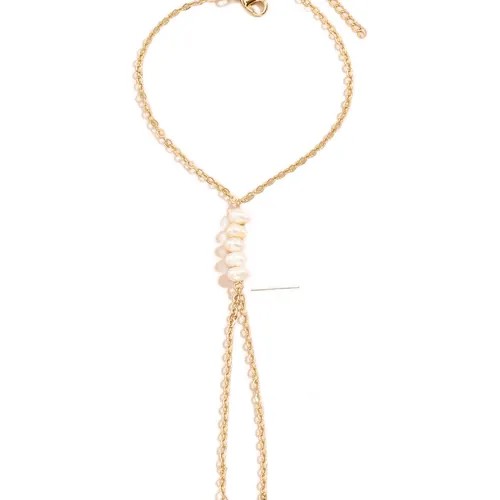 Слейв-браслет WASABI jewell, жемчуг имитация, размер 23 см, золотистый