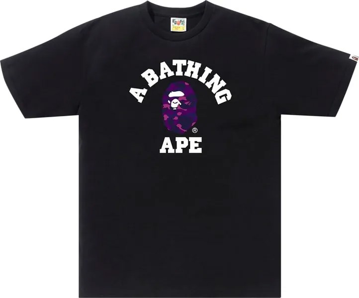 Футболка BAPE Color Camo College T-Shirt 'Black / Purple', черный