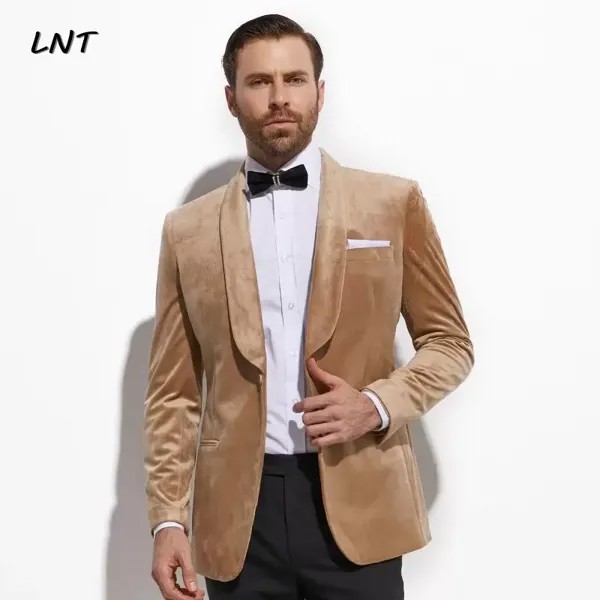 Золотистый бархатный мужской официальный Блейзер, свадебное пальто для жениха, пиджак для ужина, костюм для платья