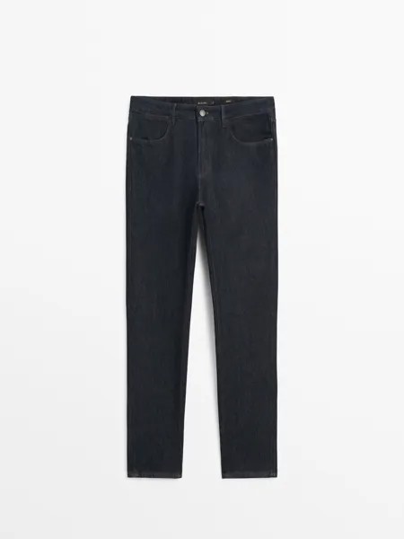 Джинсы зауженного кроя с полосканием Massimo Dutti, индиго