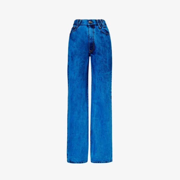 Прямые джинсы из смесового денима со средней посадкой и фирменной нашивкой Ray Vivienne Westwood, синий