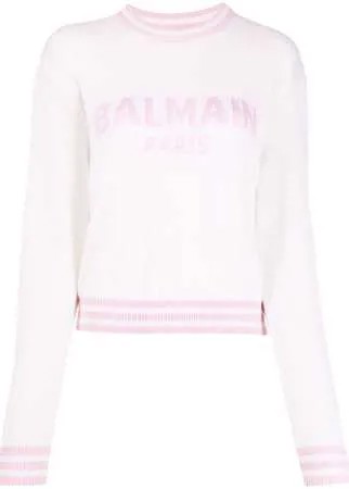 Balmain жаккардовый джемпер с логотипом