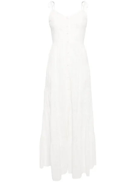 Alice + olivia платье макси из хлопка с вышивкой Shantella, белый
