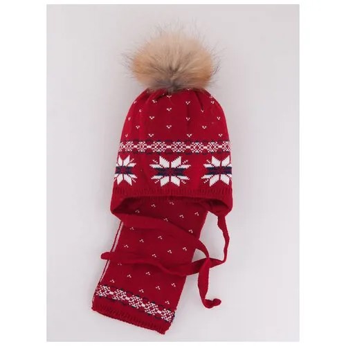 Шапка и шарф Антарктида, цвет красный/белый, размер 48-50