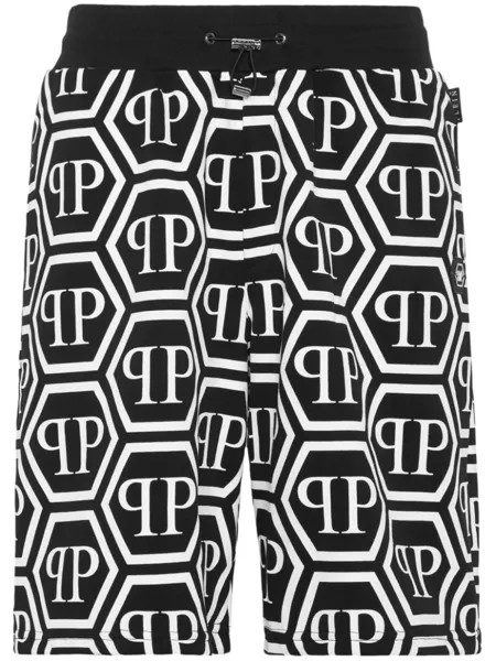 Philipp Plein спортивные шорты с кулиской и монограммой, черный