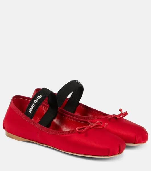 Атласные балетки Miu Miu, красный