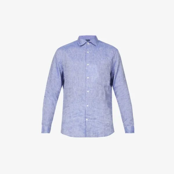 Antonio льняная рубашка классического кроя с вырезом на воротнике Frescobol Carioca, синий