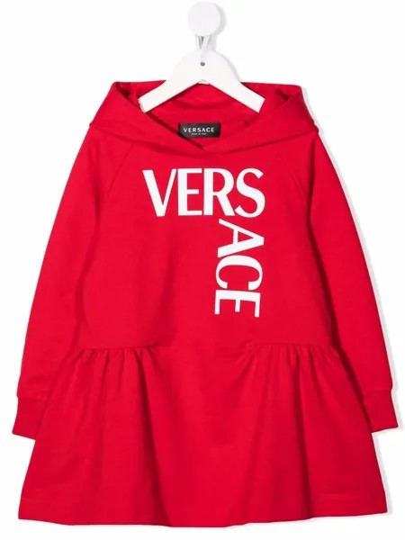 Versace Kids платье-толстовка с логотипом и капюшоном